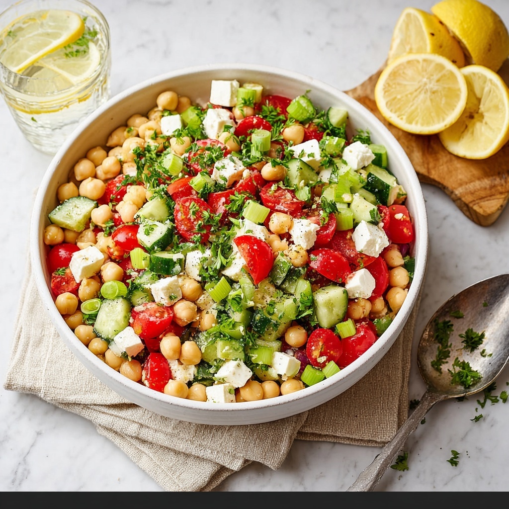 Chickpea Feta Cucumber Tomato Salad Recipe - Recipe Image