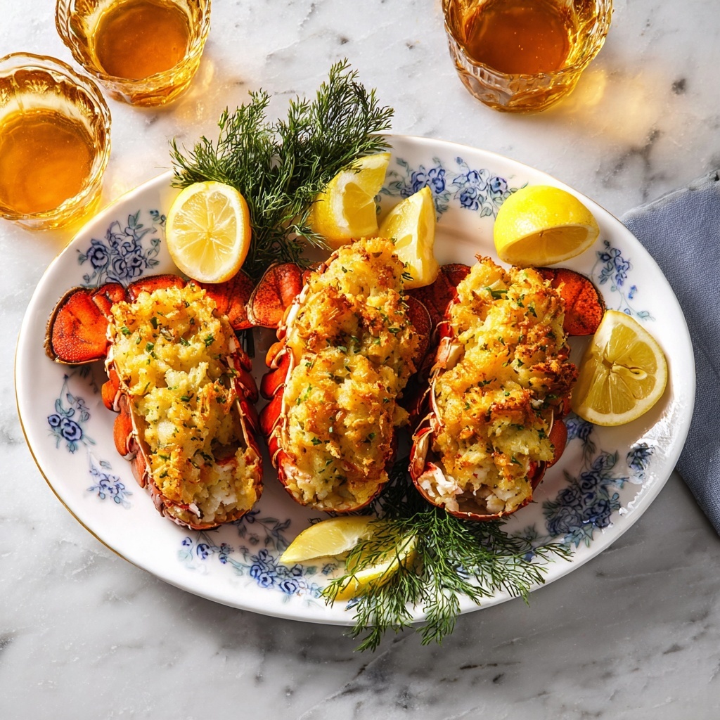 Crab Stuffed and Baked Lobster Tails Recipe - Recipe Image