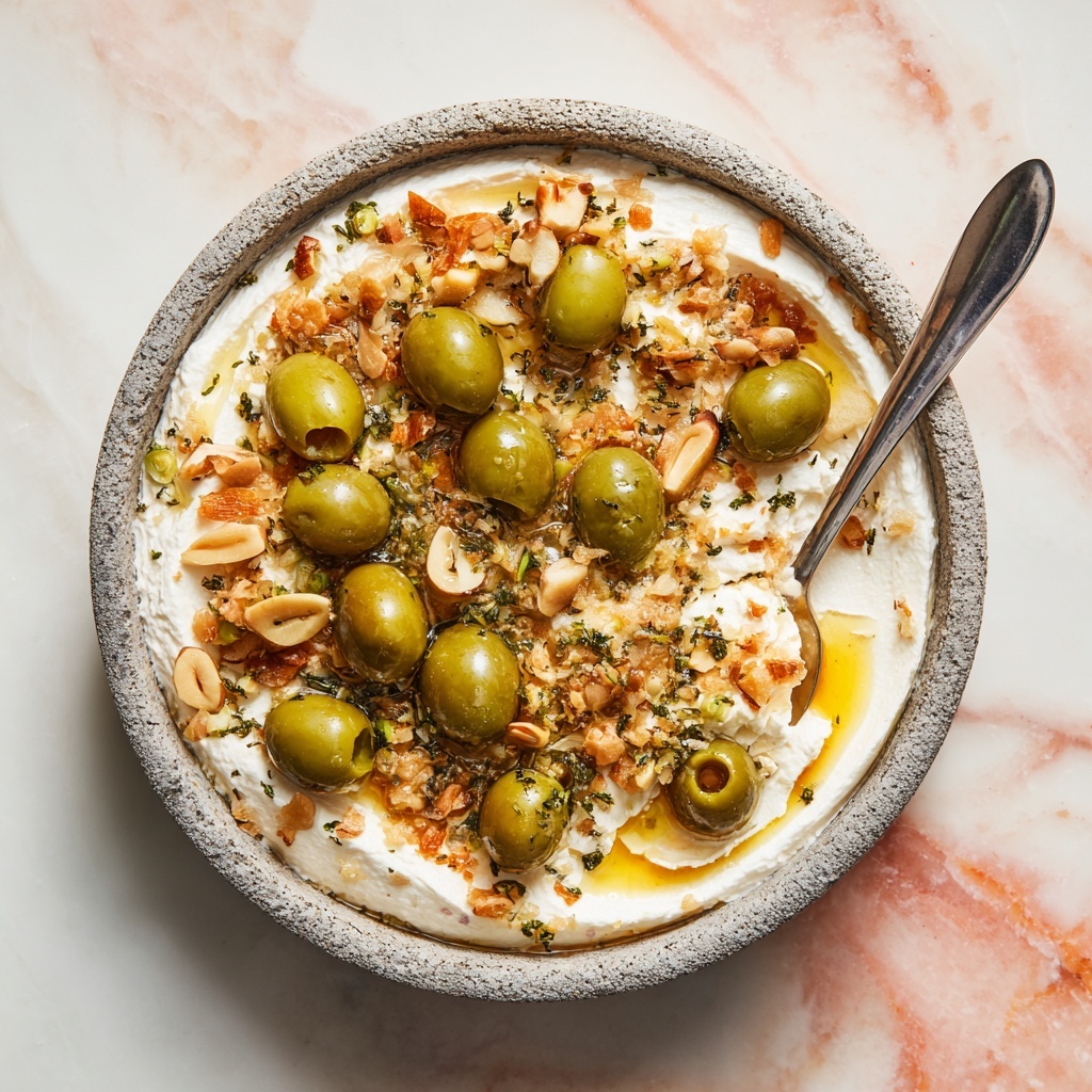 Ricotta with Crushed Olives, Almonds, and Lemon Recipe - Recipe Image