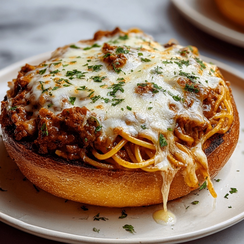 Cheesy Bread Bowl Spaghetti Recipe - Recipe Image