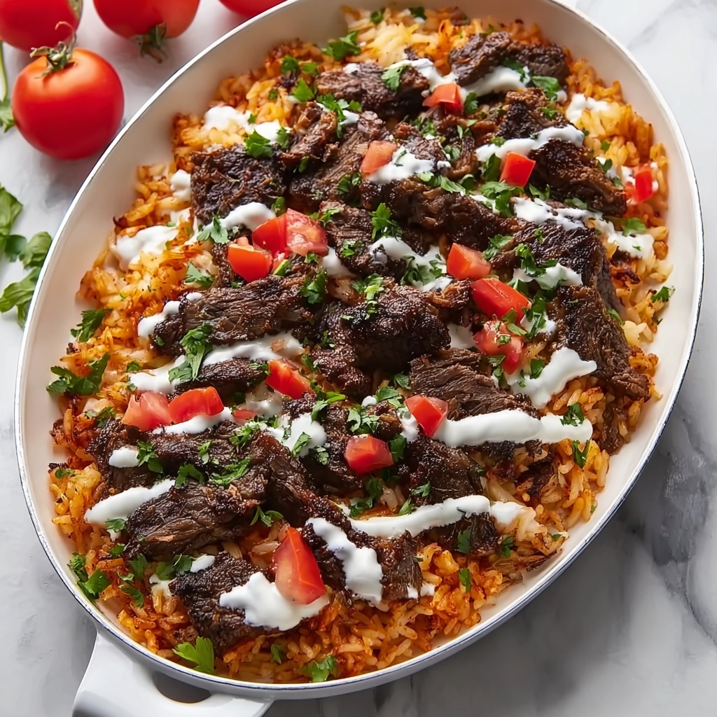 Creamy Queso Rice with Juicy Steak Strips Recipe - Recipe Image