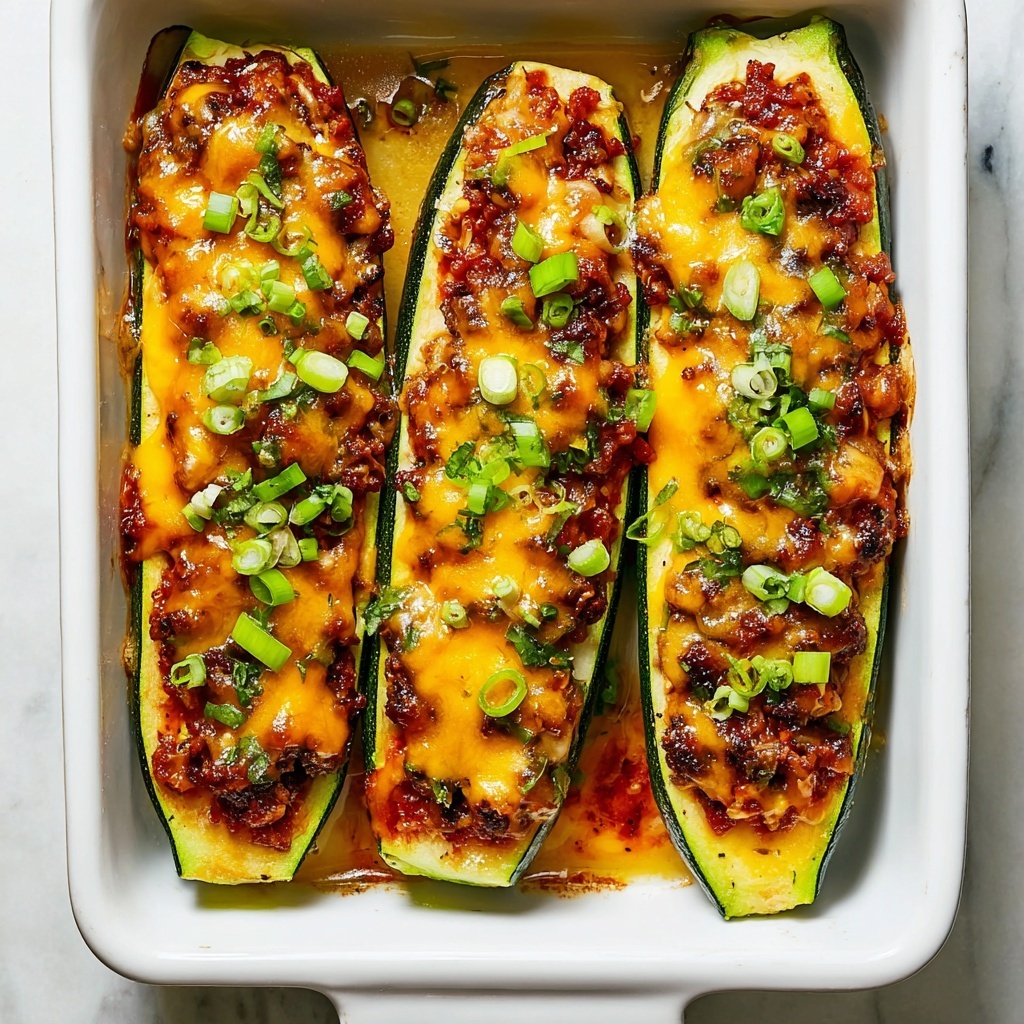 Cheesy BBQ Chicken Stuffed Zucchini Boats Recipe - Recipe Image