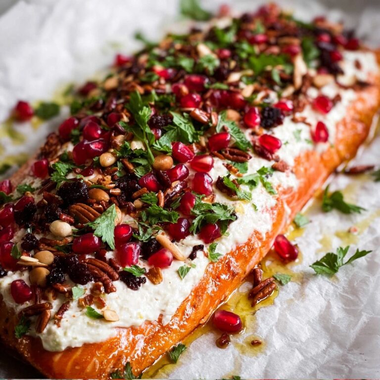 Christmas Baked Salmon with Creamy Dill Sauce, Cranberry Orange Tapenade, and Pomegranate Garnish Recipe
