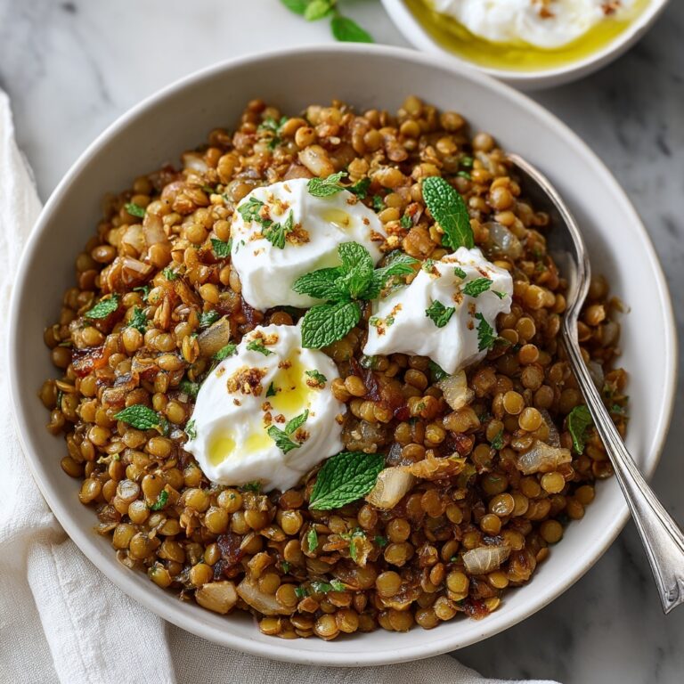 Mujaddarat Bulgur with Cucumber Mint Yogurt Recipe