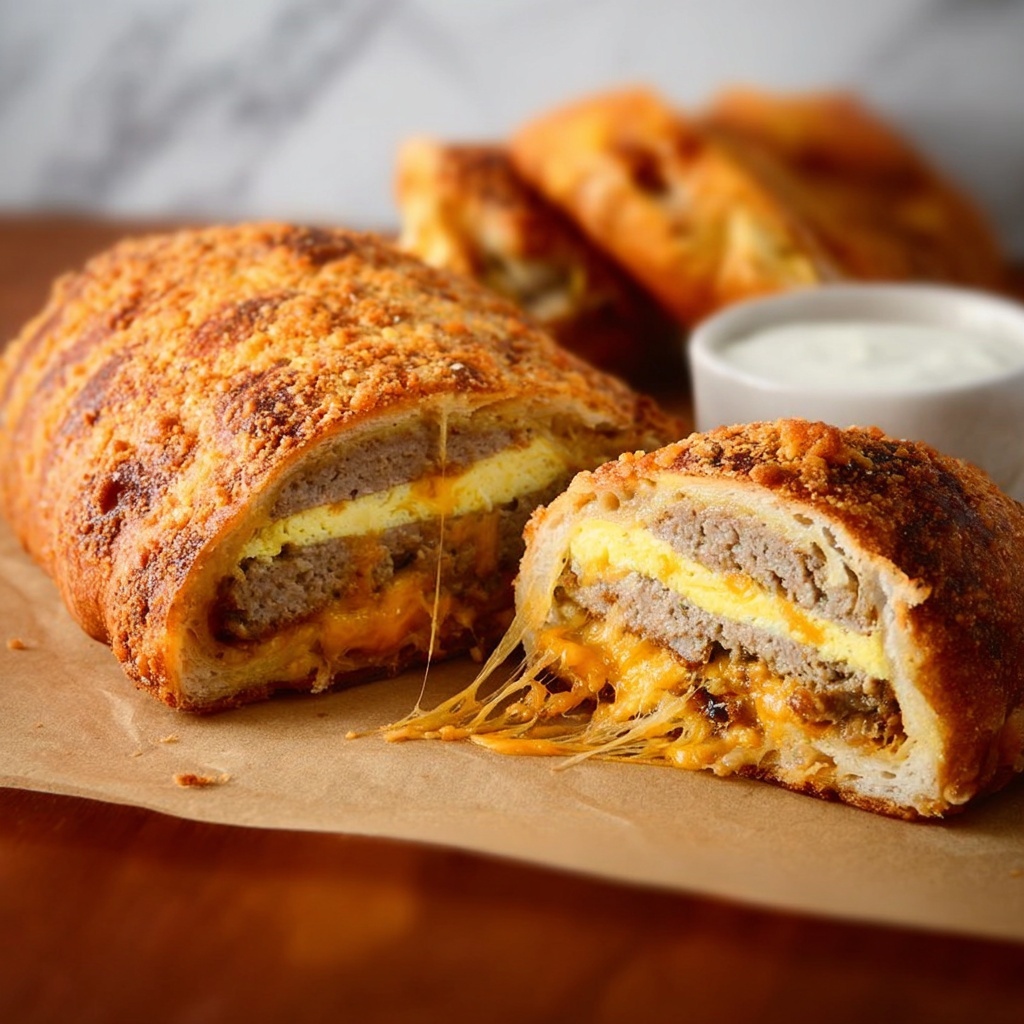 Breakfast Sausage and Egg Stromboli Recipe - Recipe Image