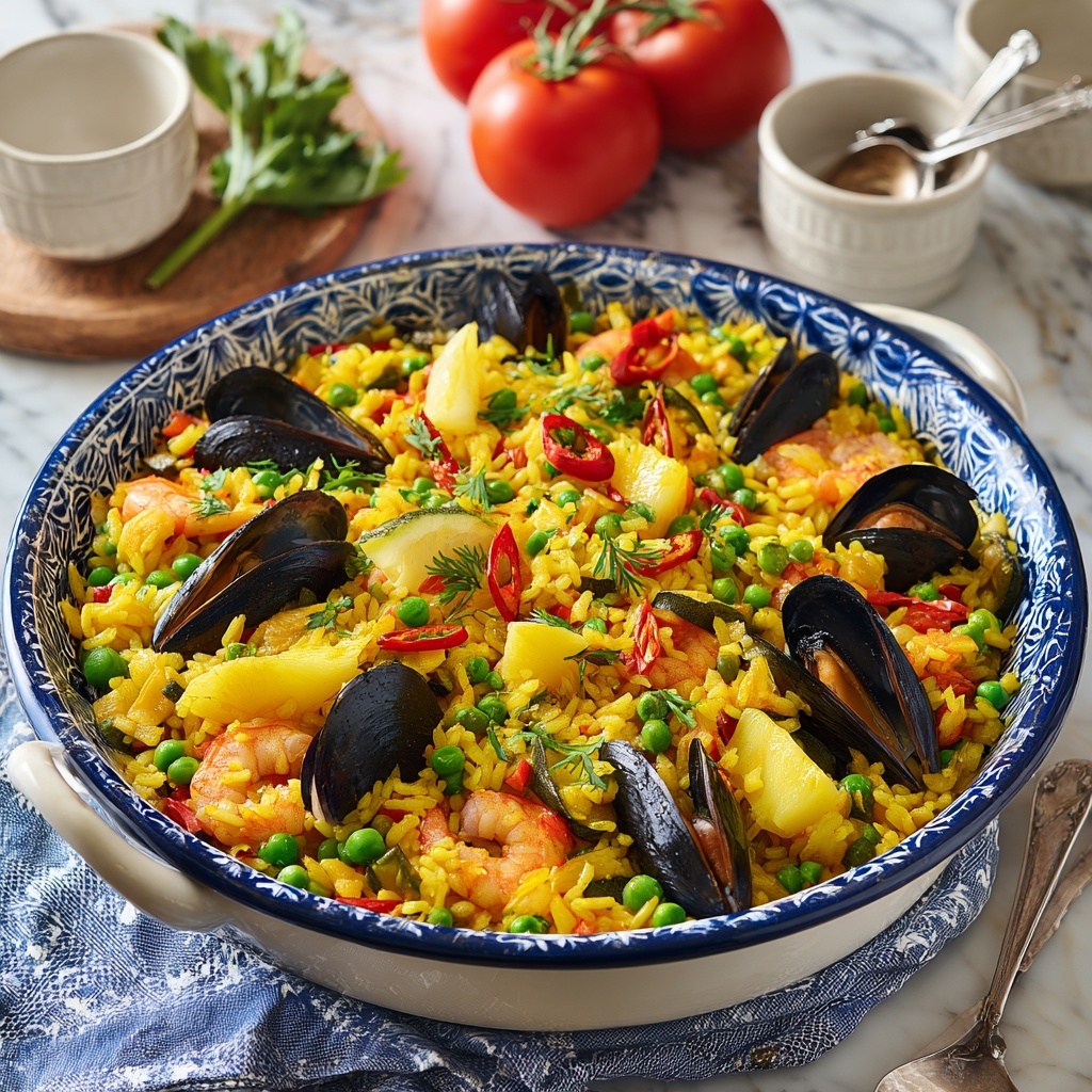 Vegetable Paella with Saffron Rice Recipe - Recipe Image