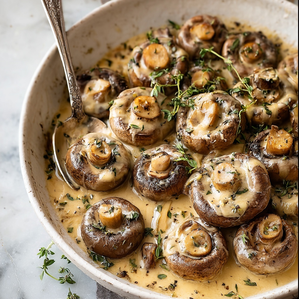 Creamy Garlic Butter Tuscan Mushrooms Recipe - Recipe Image