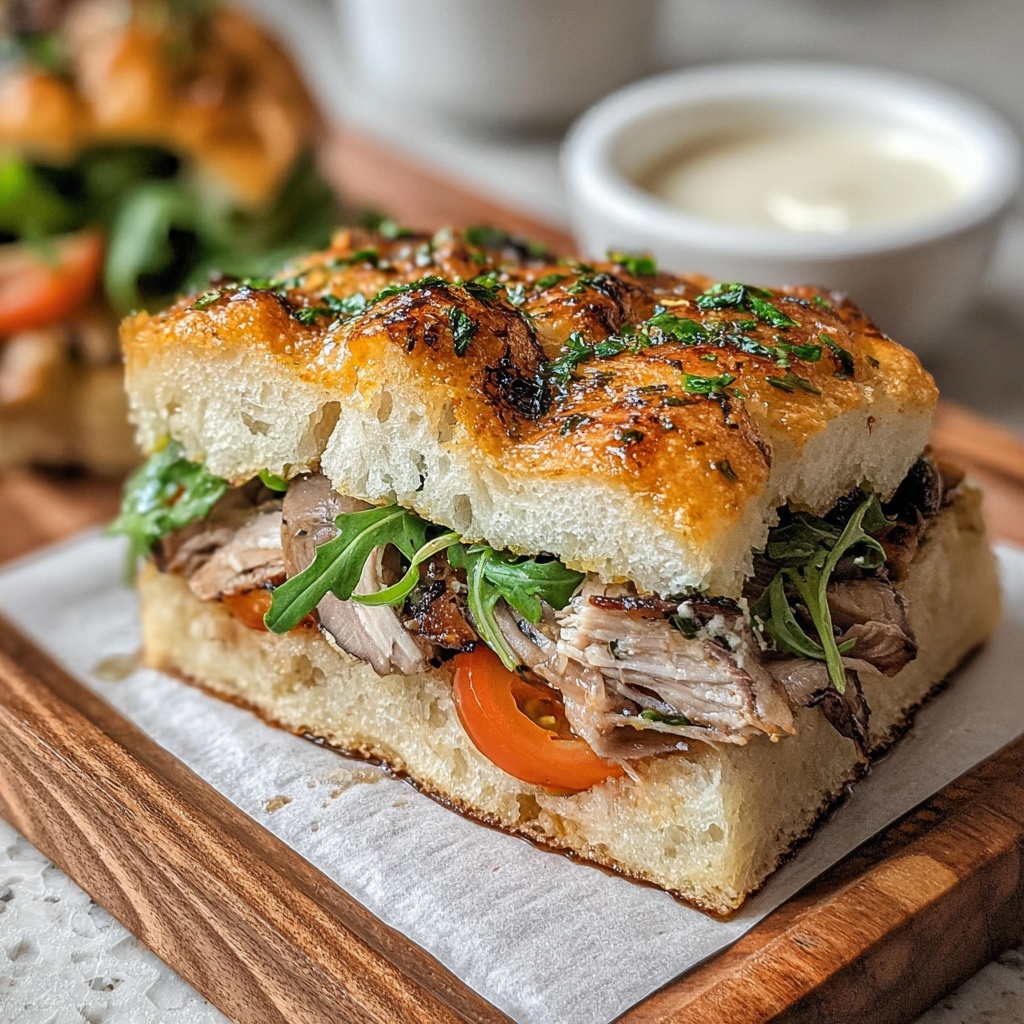Focaccia Sandwich with Roast Chicken Filling Recipe - Recipe Image