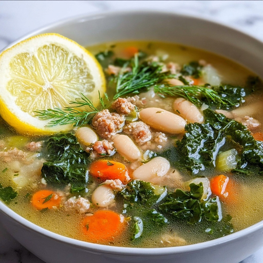 Lemon White Bean Soup with Turkey and Greens Recipe - Recipe Image