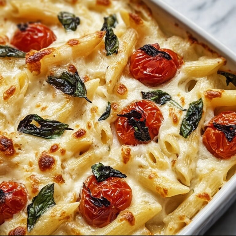 Creamy Pasta Bake with Cherry Tomatoes and Basil Recipe