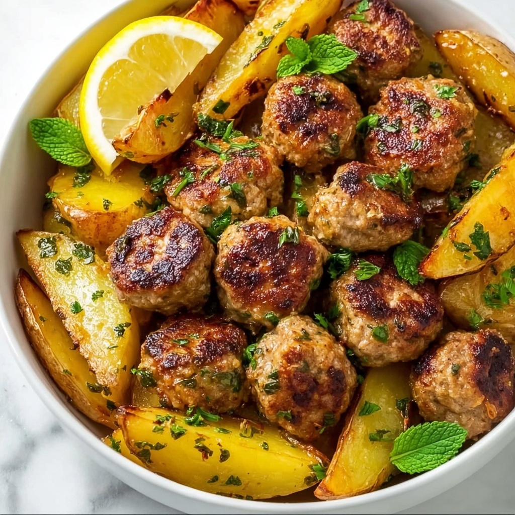 One-Pan Greek Meatballs and Potatoes Recipe - Recipe Image