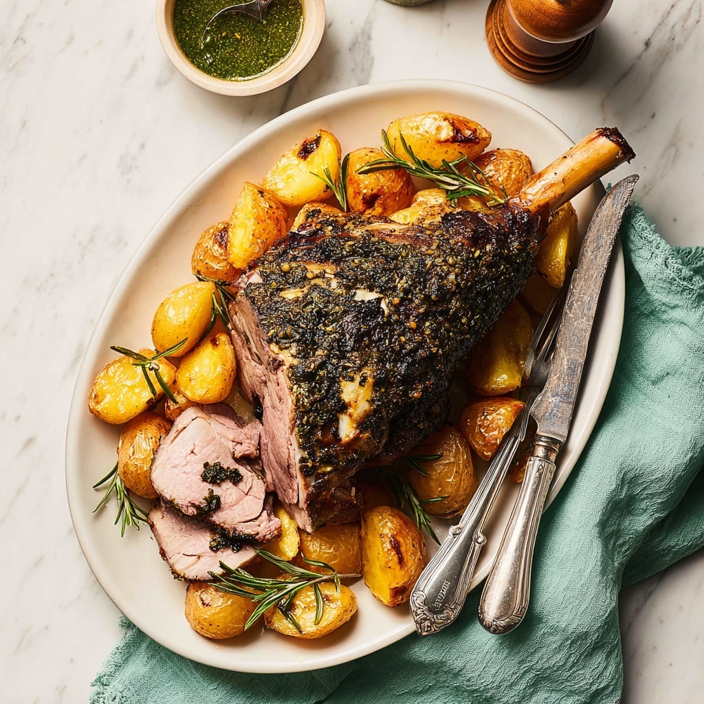 Roast Leg of Lamb with Garlic and Herbs Recipe - Recipe Image