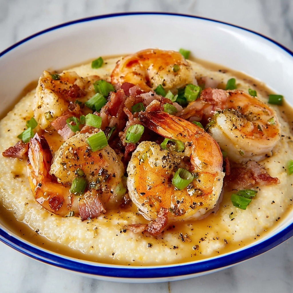 Creamy Shrimp and Grits with Bacon and Green Onions Recipe - Recipe Image