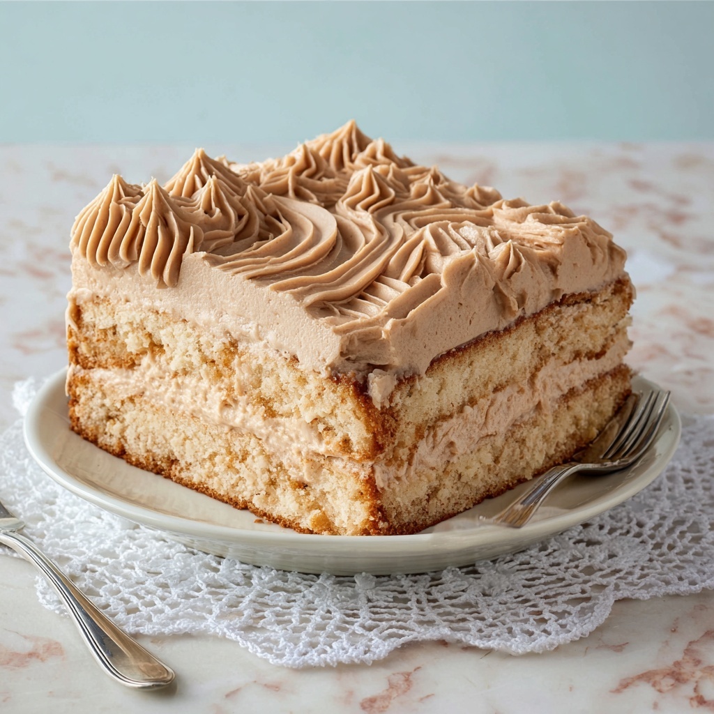 Vanilla Cream Cake with Quick Caramel Frosting Recipe - Recipe Image
