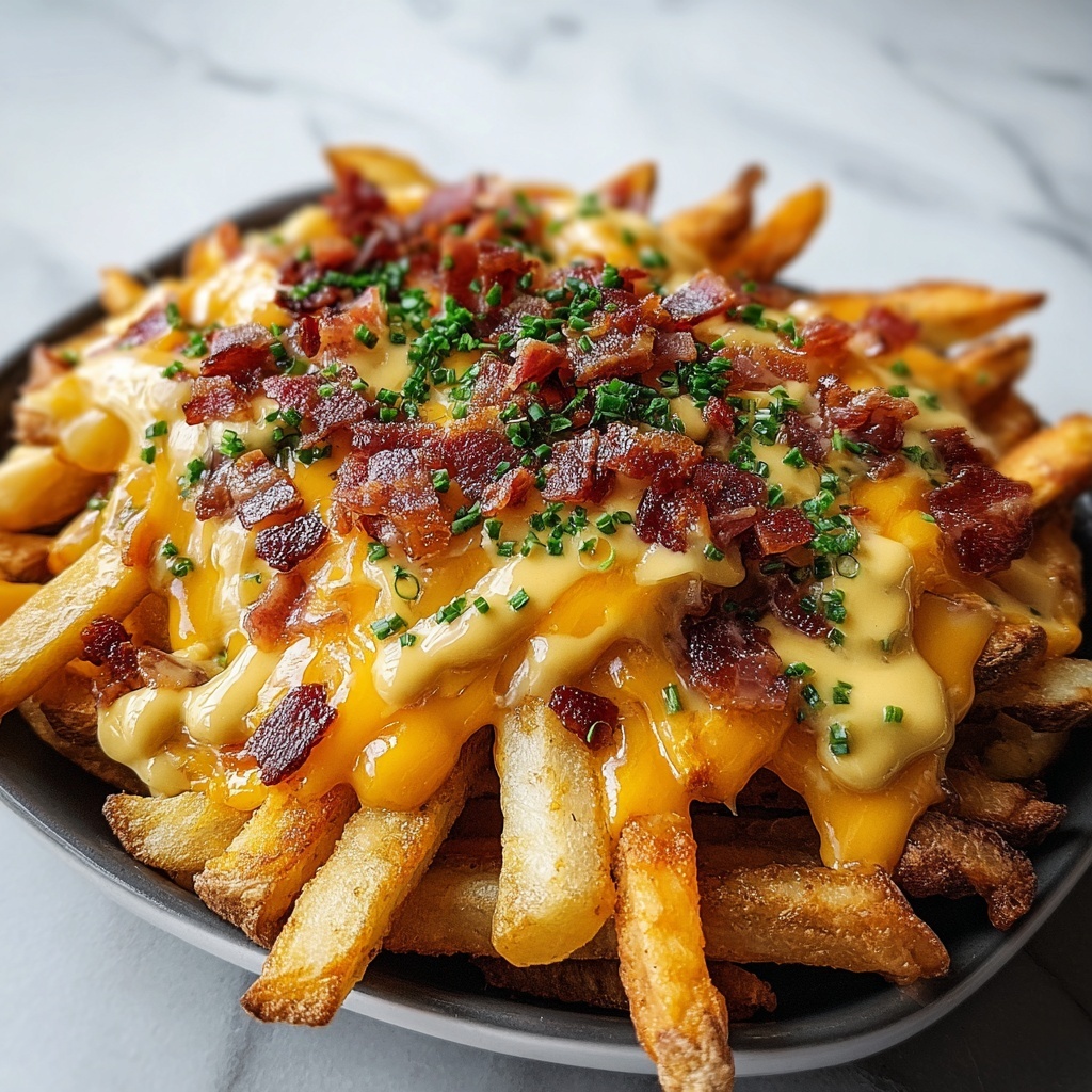 Loaded Fries with Cheddar, Bacon, and Green Onions Recipe - Recipe Image