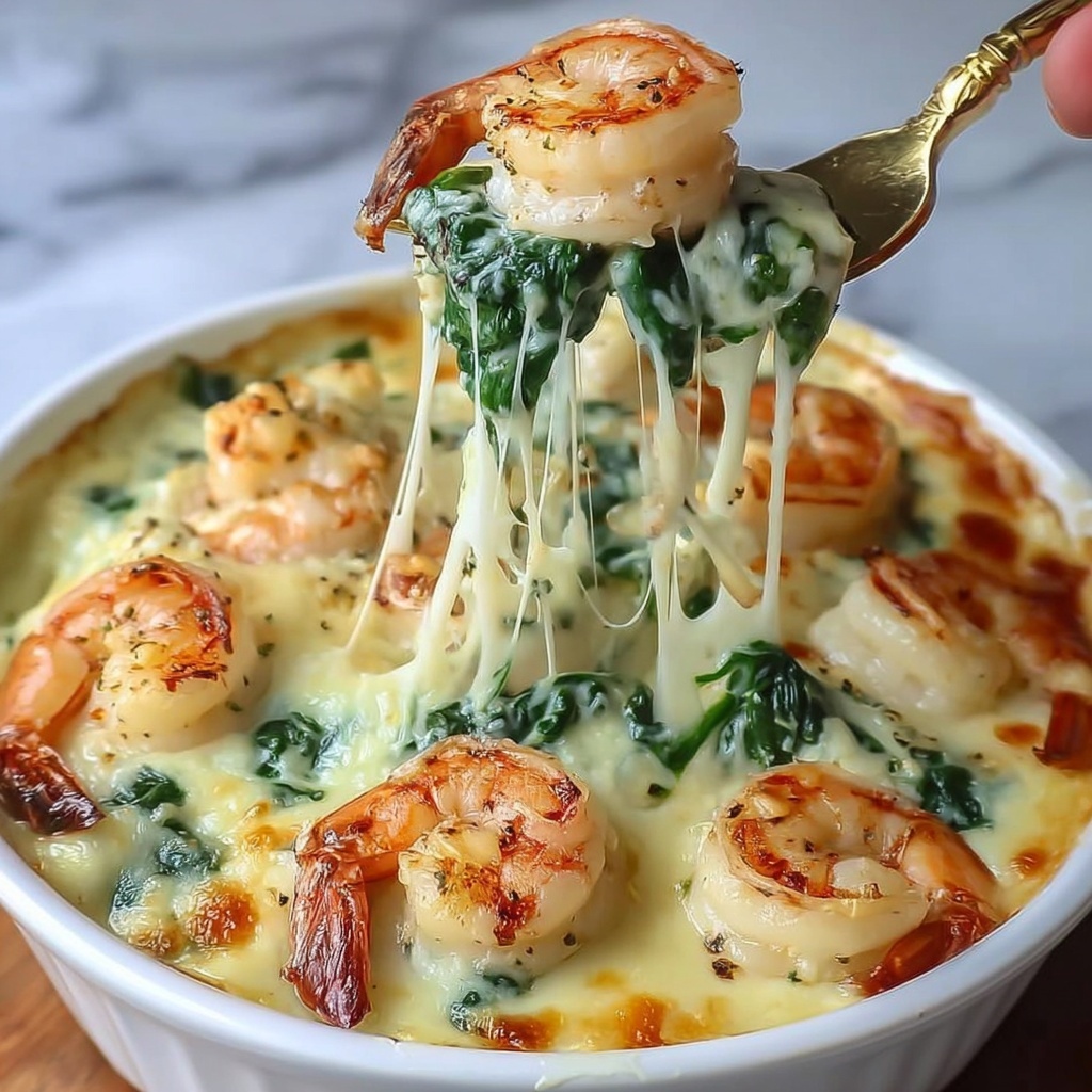 Shrimp and Spinach with Rich Creamy Crab Cheese Recipe - Recipe Image