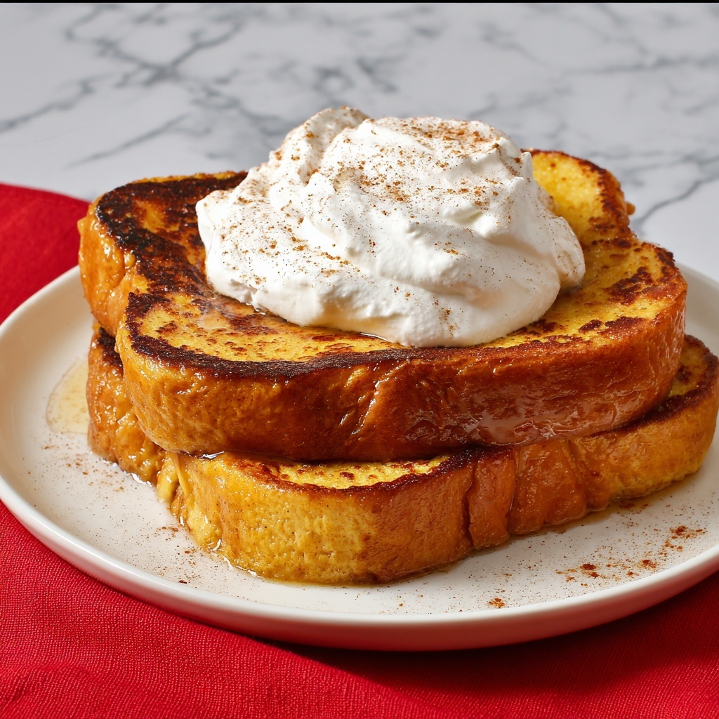 Pumpkin Pie French Toast with Homemade Pumpkin Syrup Recipe - Recipe Image