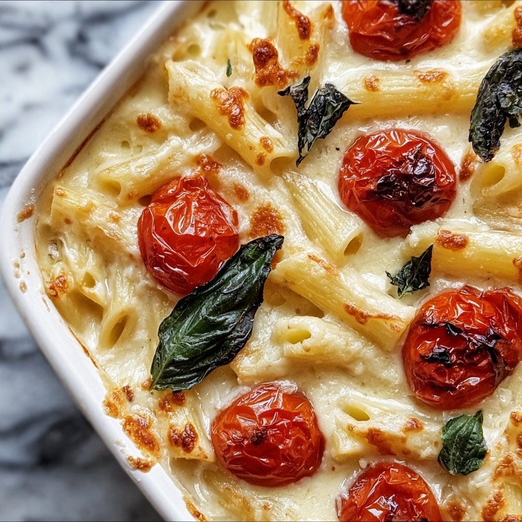 Creamy Pasta Bake with Cherry Tomatoes and Basil Recipe - Recipe Image