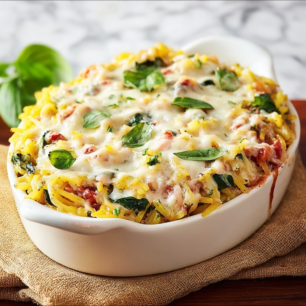 Cheesy Vegetarian Spaghetti Squash Casserole Recipe - Recipe Image