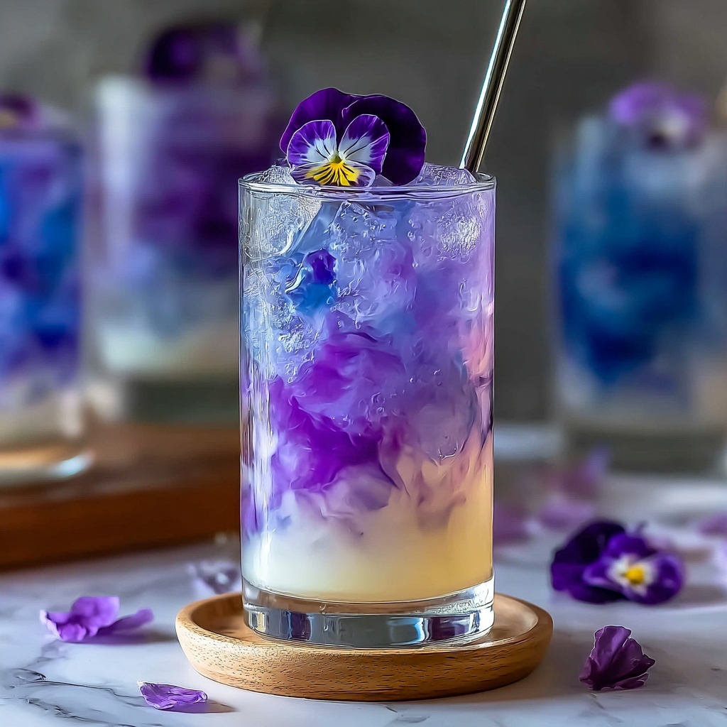 Iced Butterfly Pea Flower Tea Latte Recipe - Recipe Image