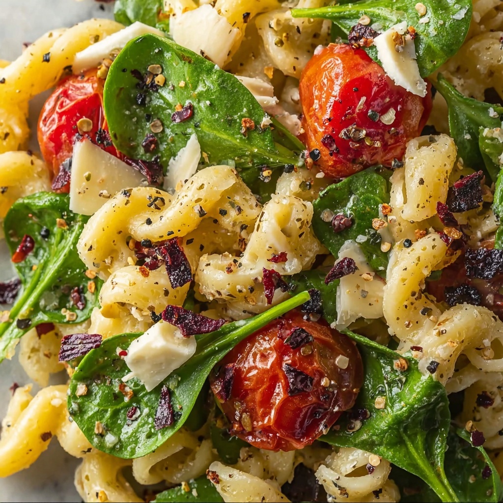 Vibrant Spinach Pasta Salad with Feta and Sweet Cranberries Recipe - Recipe Image