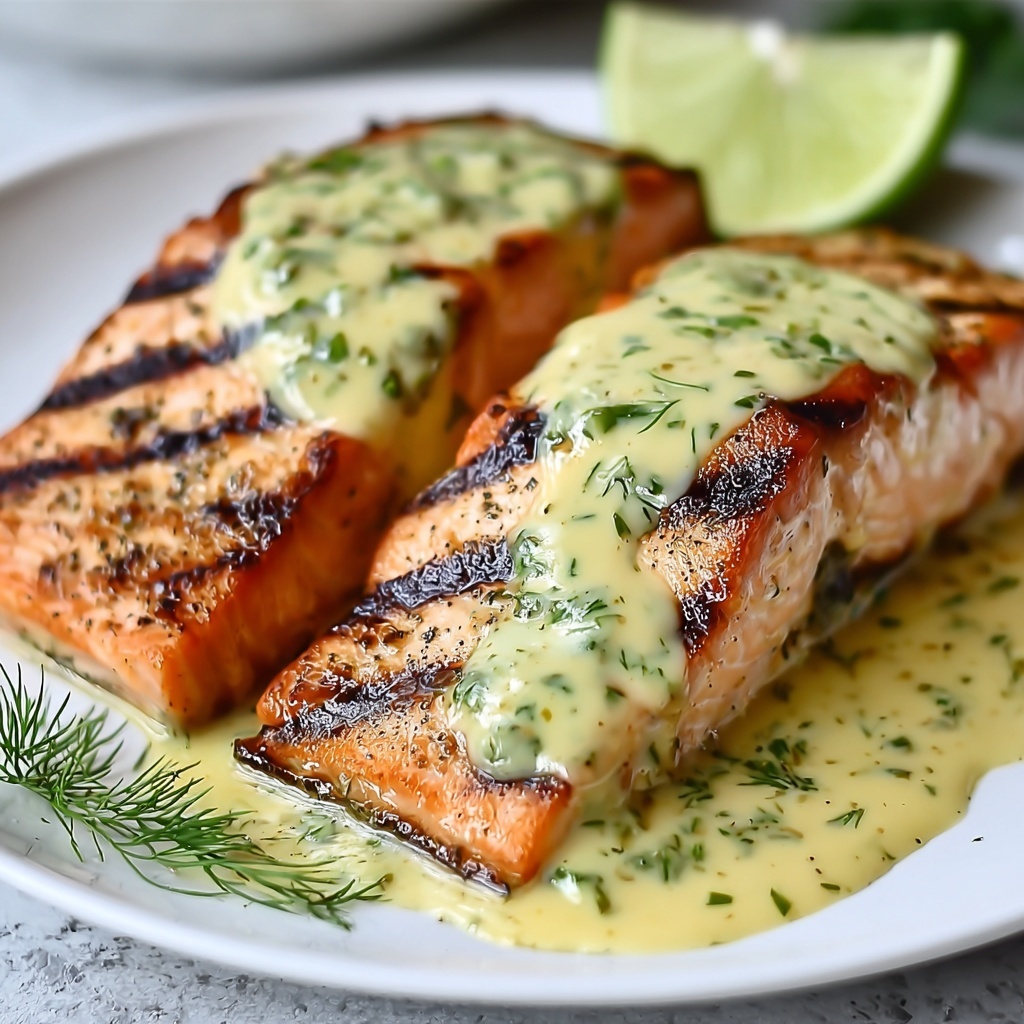 Grilled Salmon with Dijon Mustard Sauce Recipe - Recipe Image