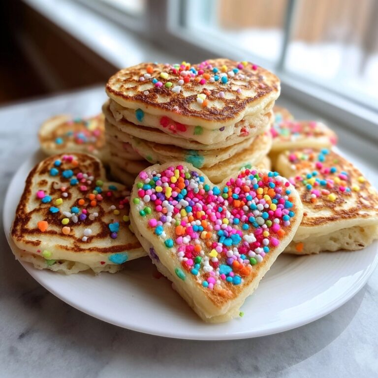 Rainbow Sprinkle Heart Pancakes Recipe