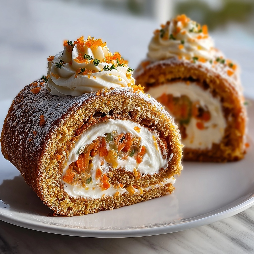 Carrot Cake Roll with Cream Cheese Frosting Filling Recipe - Recipe Image