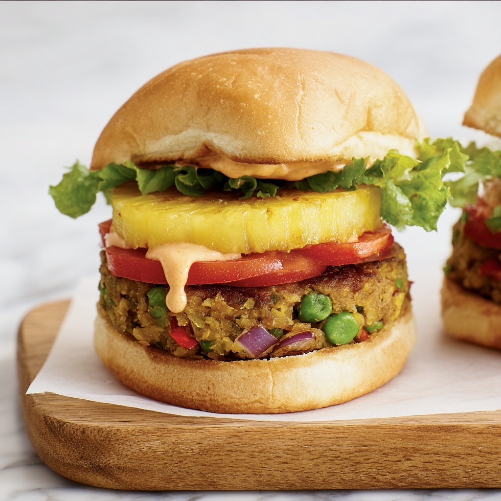 Tropical Burgers with Grilled Pineapple and Teriyaki Sauce Recipe - Recipe Image