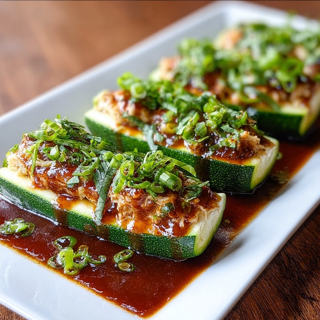 Sticky BBQ Chicken Zucchini Boats Recipe - Recipe Image