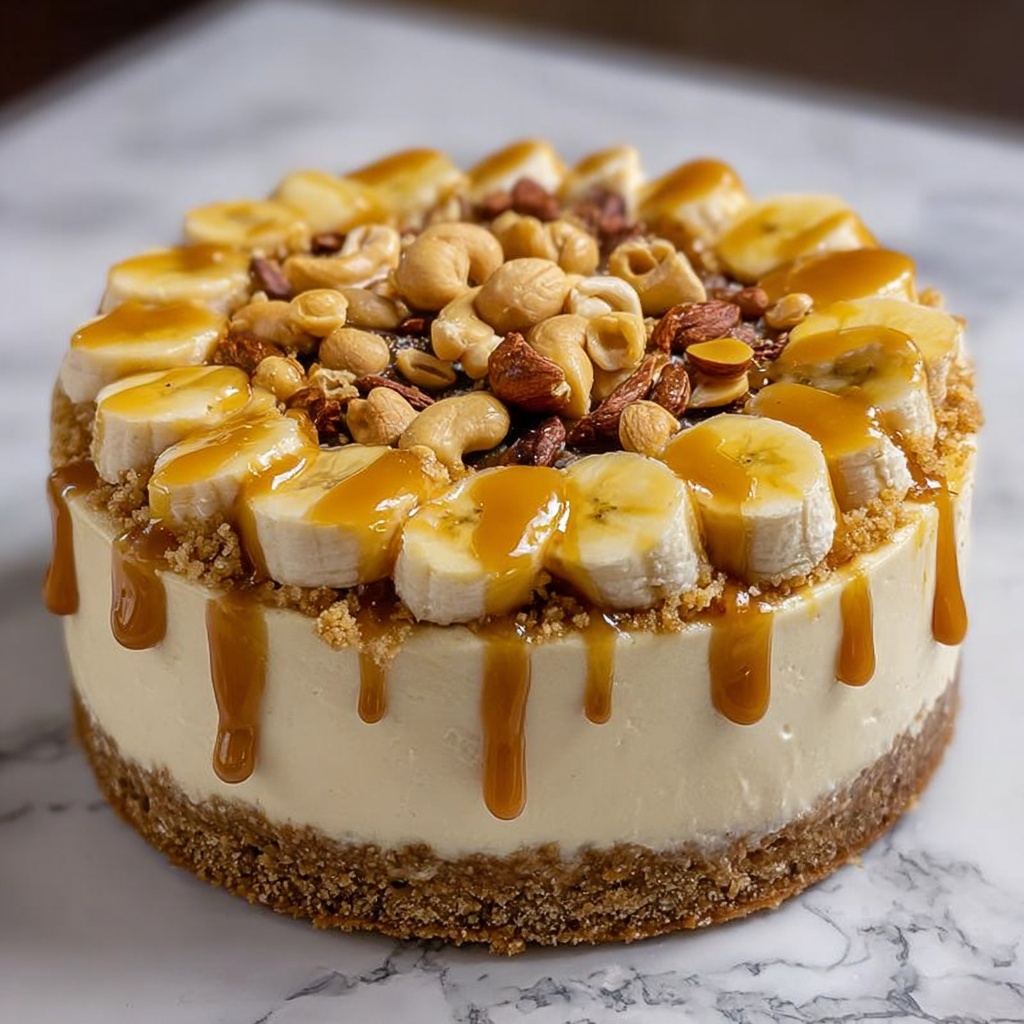 Banana Caramel Peanut Butter Cheesecake Recipe - Recipe Image
