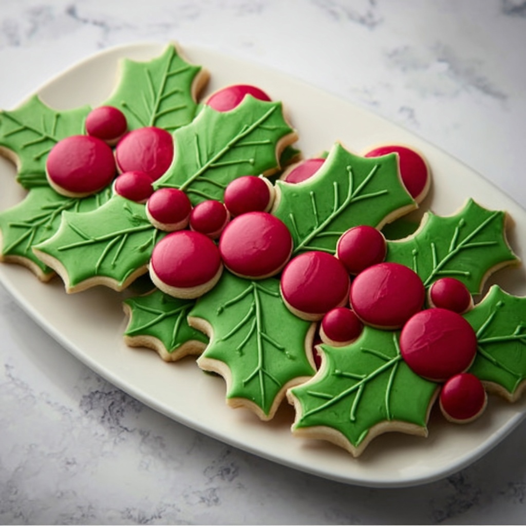 Holly and Berry Sugar Cookies Recipe - Recipe Image