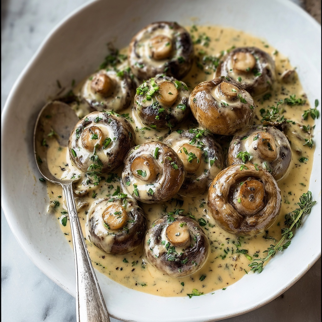 Creamy Garlic Butter Tuscan Mushrooms Recipe - Recipe Image