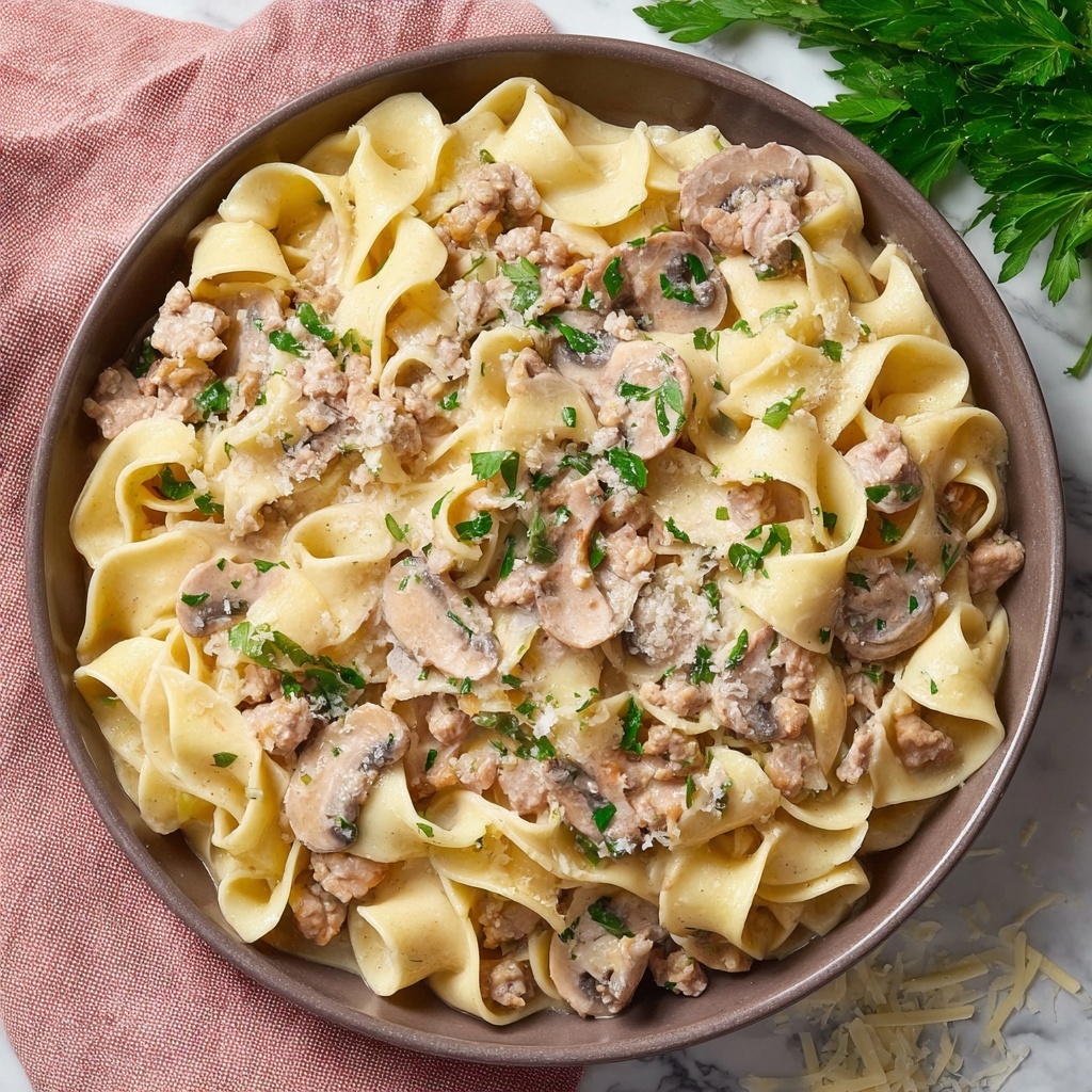 Creamy Ground Beef Alfredo Pasta Recipe - Recipe Image