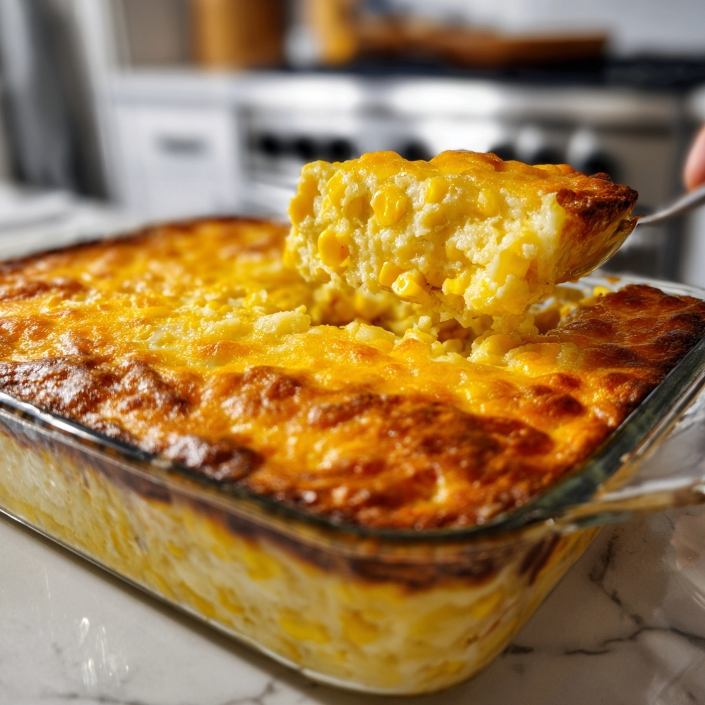 Creamy Corn Casserole with Jiffy Cornbread Mix Recipe - Recipe Image