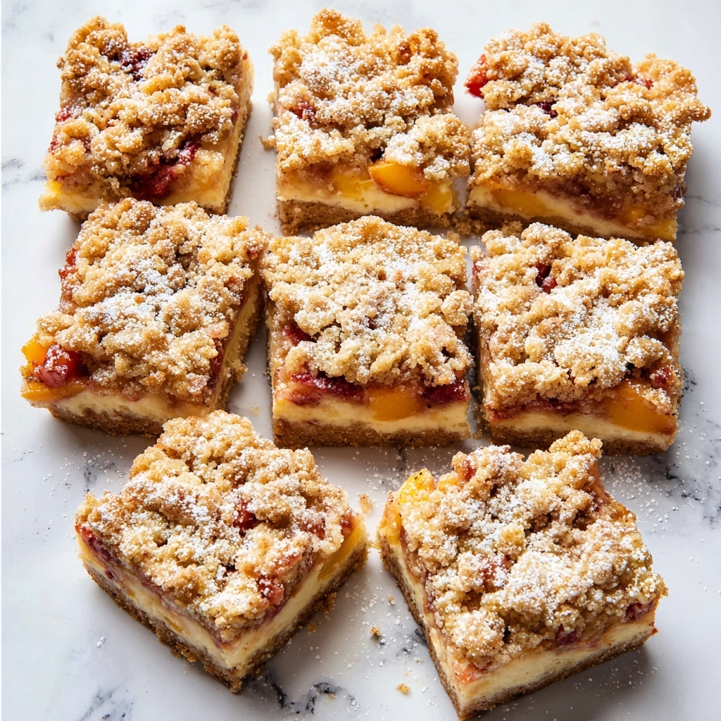 Peach Cobbler Cheesecake Bars Recipe - Recipe Image