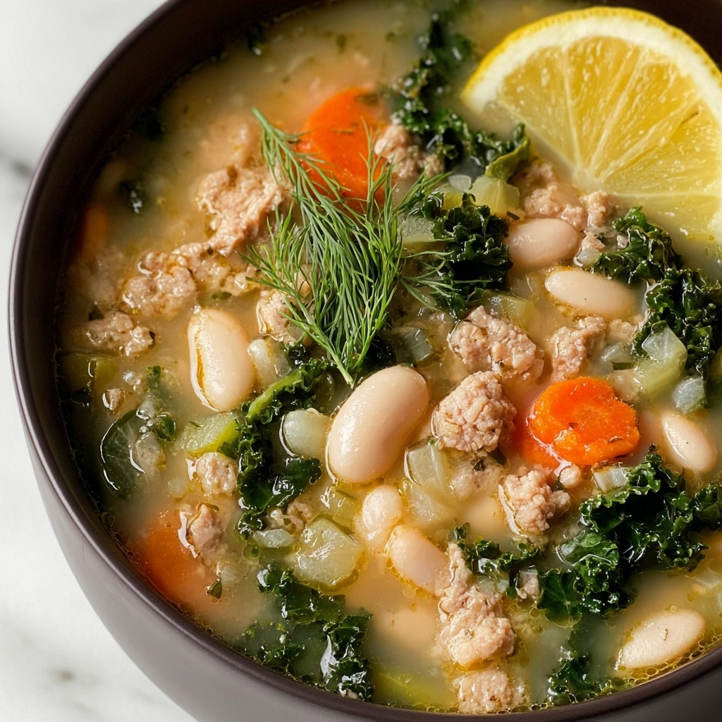 Lemon White Bean Soup with Turkey and Greens Recipe - Recipe Image