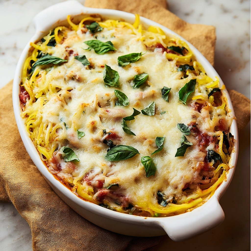 Cheesy Vegetarian Spaghetti Squash Casserole Recipe - Recipe Image