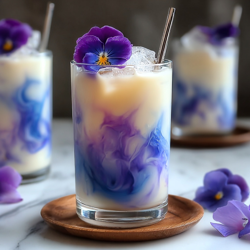 Iced Butterfly Pea Flower Tea Latte Recipe - Recipe Image
