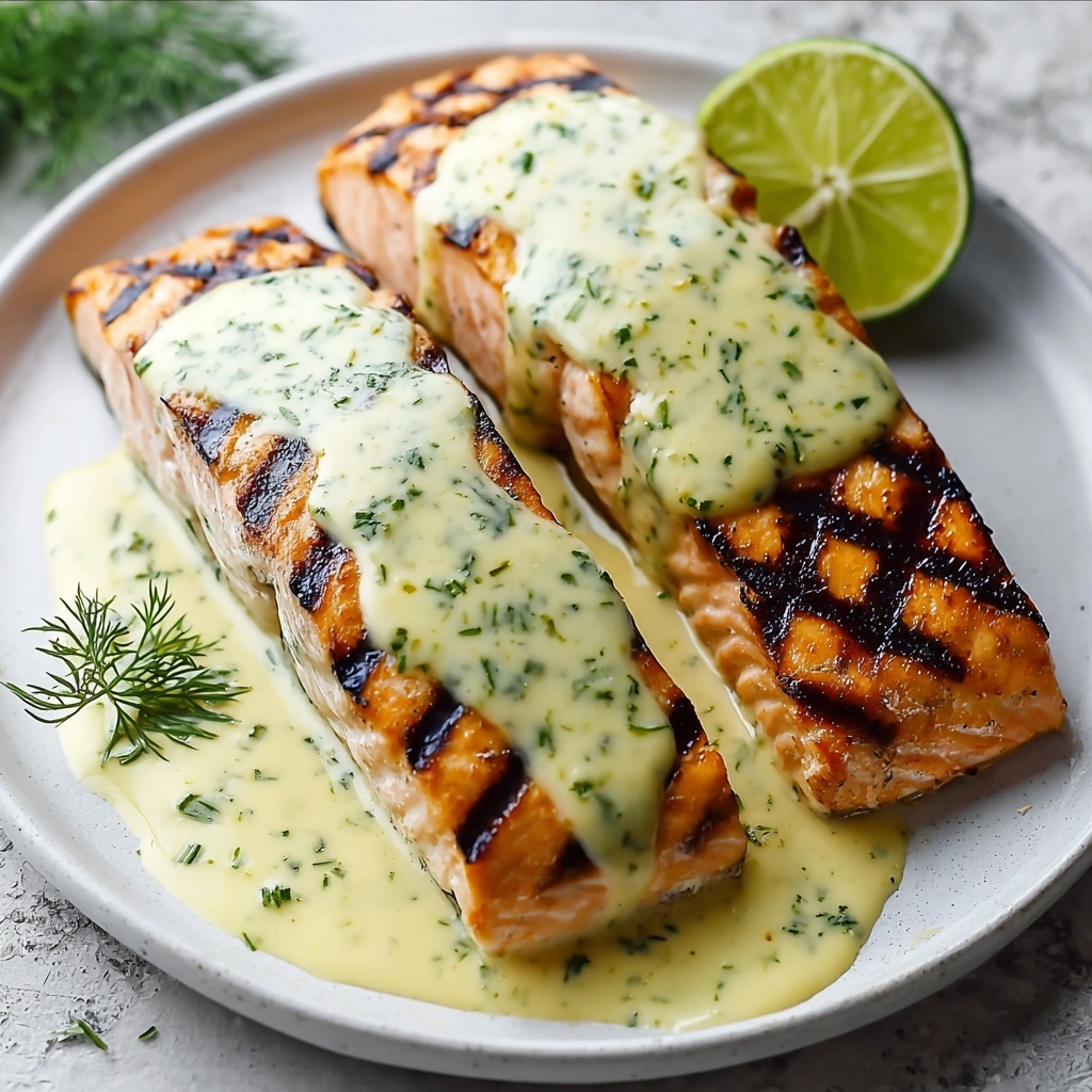 Grilled Salmon with Dijon Mustard Sauce Recipe - Recipe Image