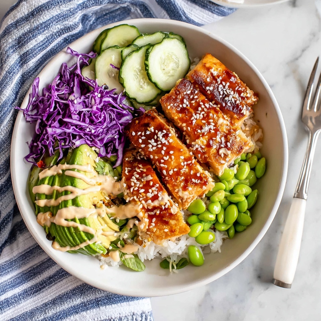 Crispy Salmon Rice Bowls with Sriracha Mayo and Ginger Scallion Rice Recipe - Recipe Image
