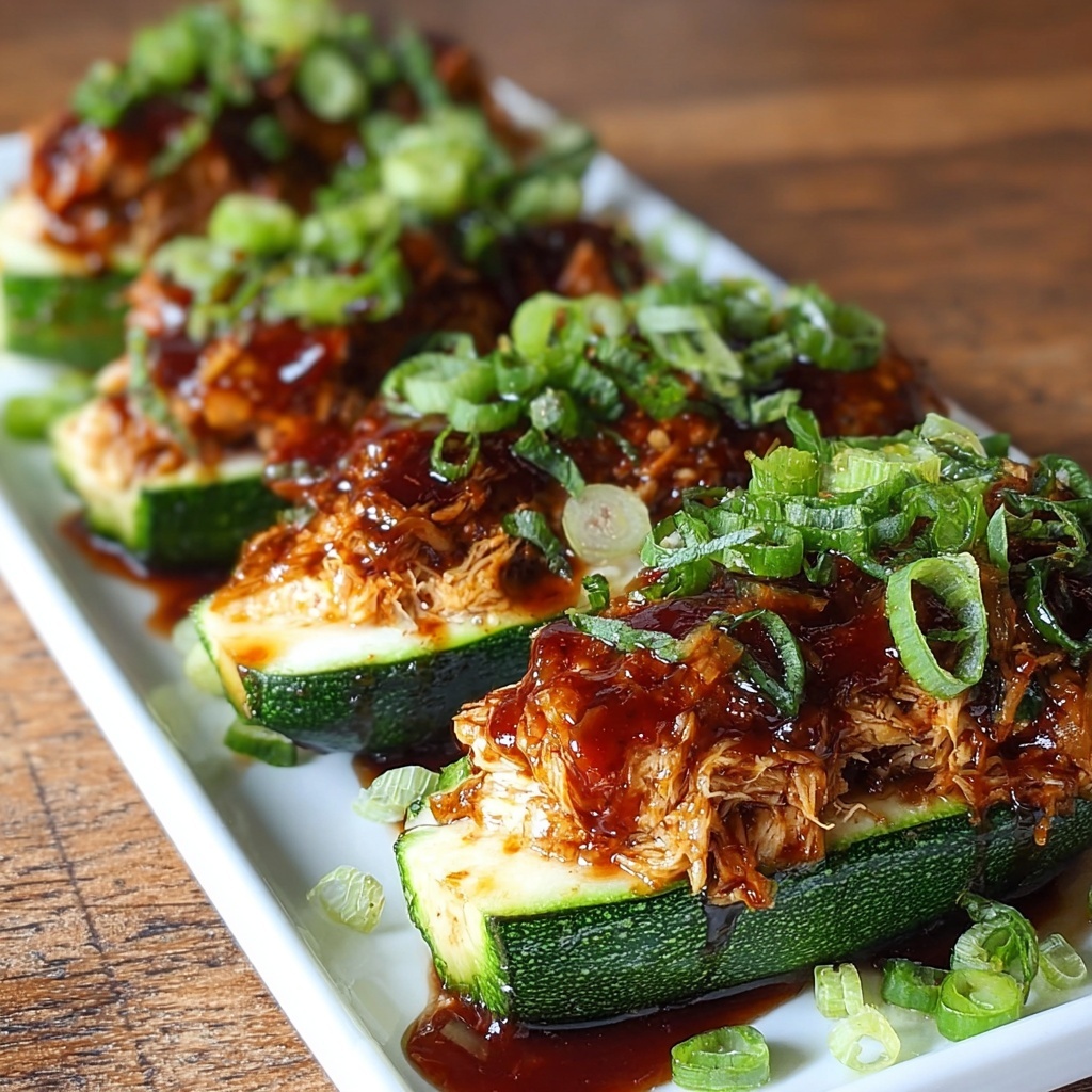 Sticky BBQ Chicken Zucchini Boats Recipe - Recipe Image
