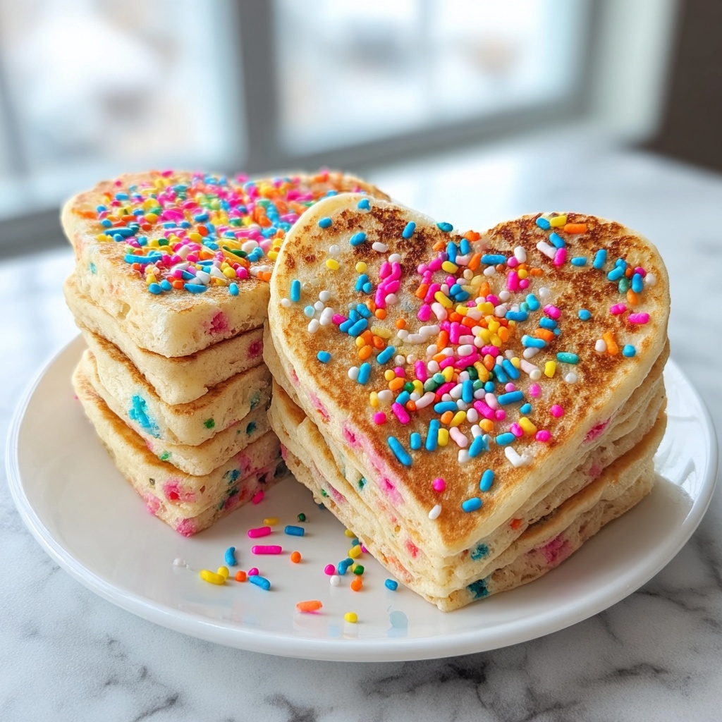 Rainbow Heart Sprinkle Pancakes Recipe - Recipe Image