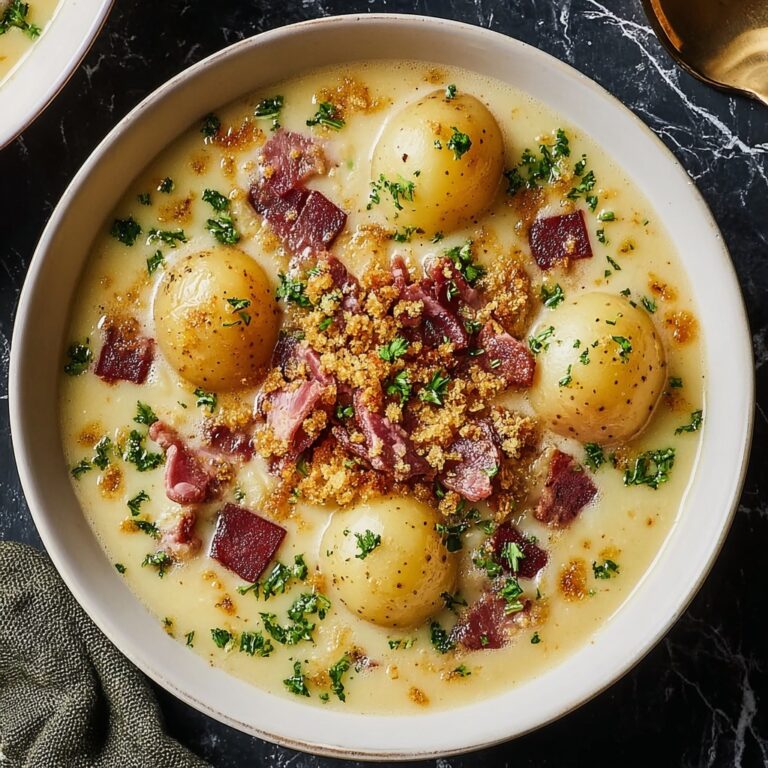 Creamy Loaded Potato Soup with Crispy Beef Ham Recipe