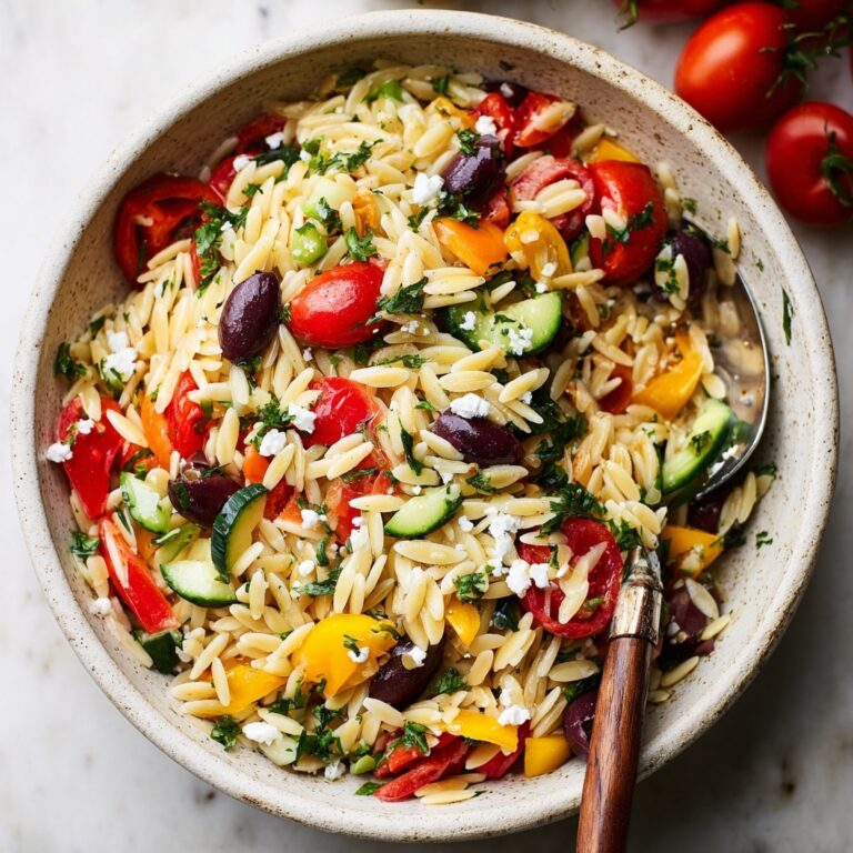 Orzo Pasta Salad with Cherry Tomatoes, Feta, and Basil Recipe