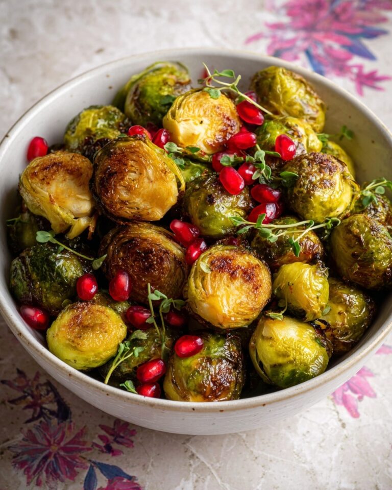 Balsamic Glazed Brussels Sprouts with Pomegranate Seeds Recipe