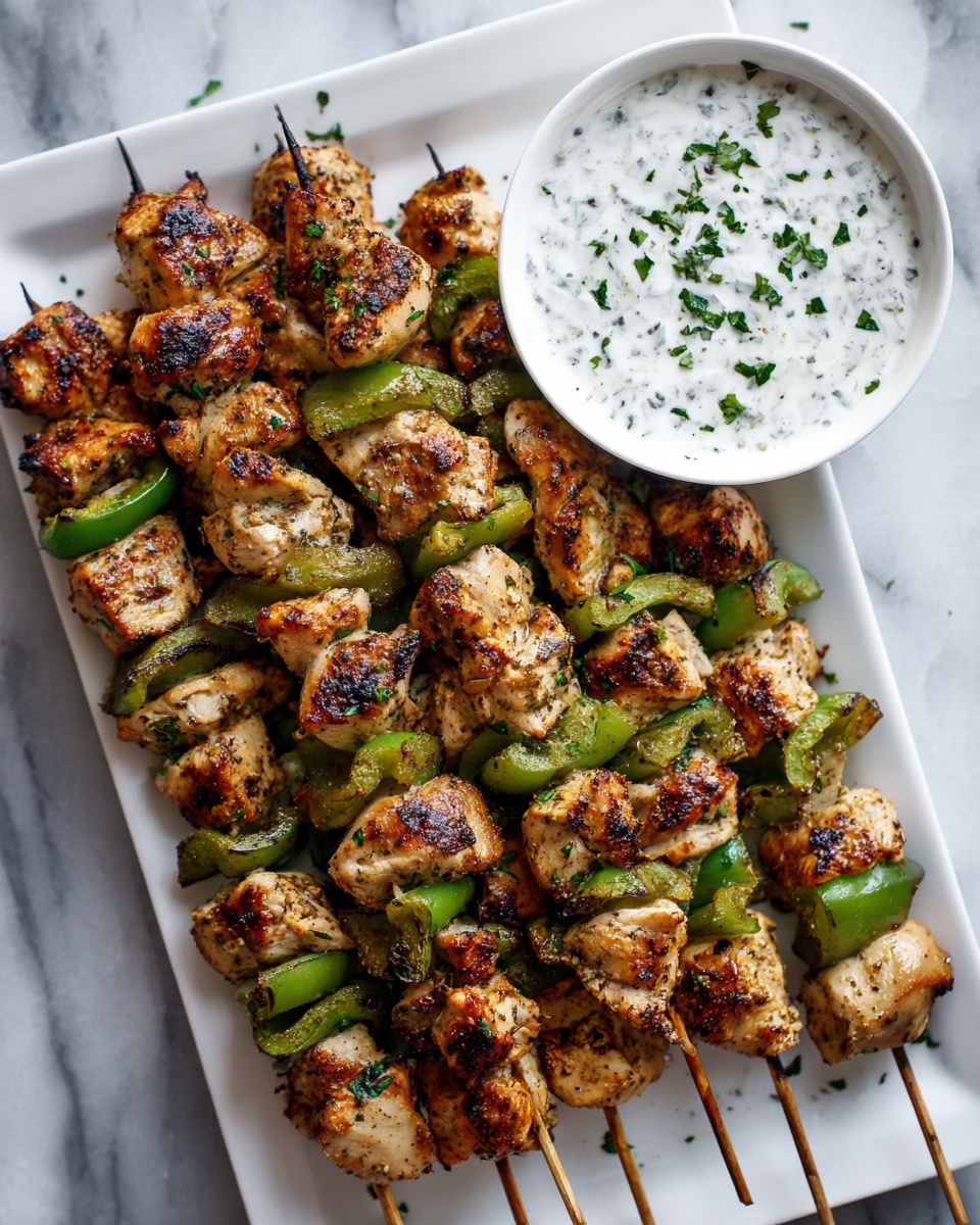 Spicy Honey JalapeƱo Chicken Skewers with Cilantro Lime Dip Recipe - Recipe Image