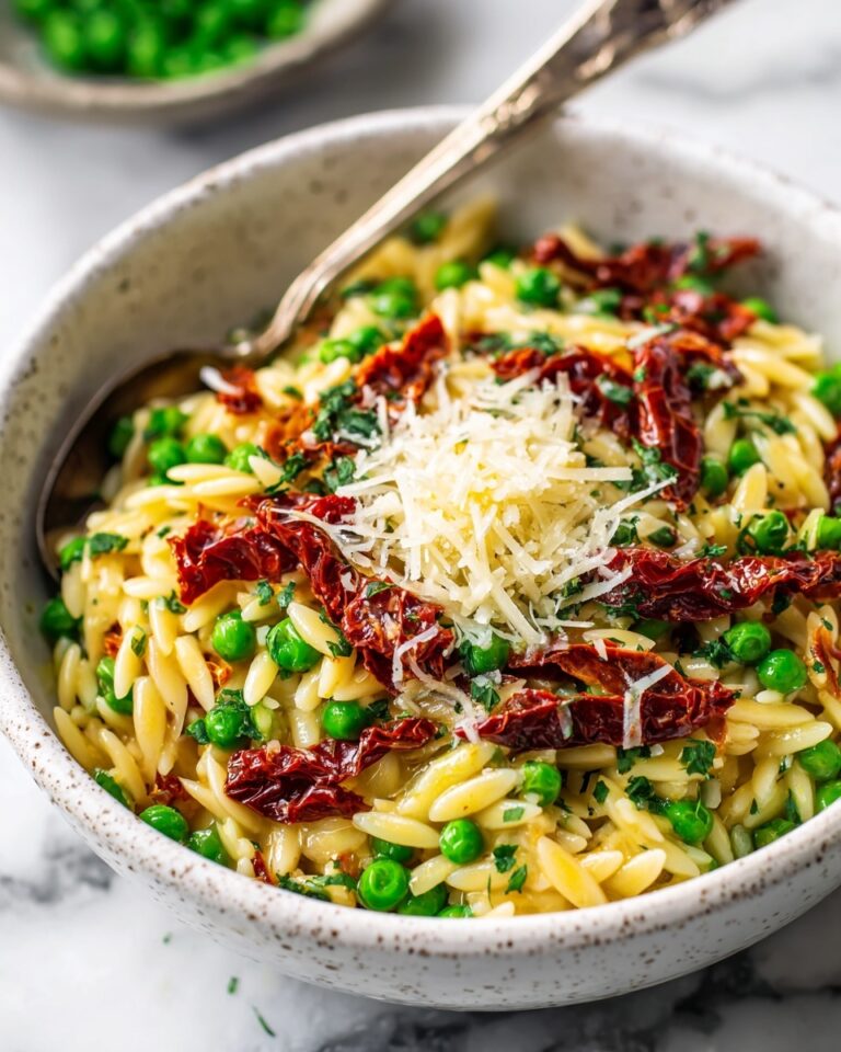 Spring Orzotto with Sun-Dried Tomato Pesto, Asparagus, and Snap Peas Recipe