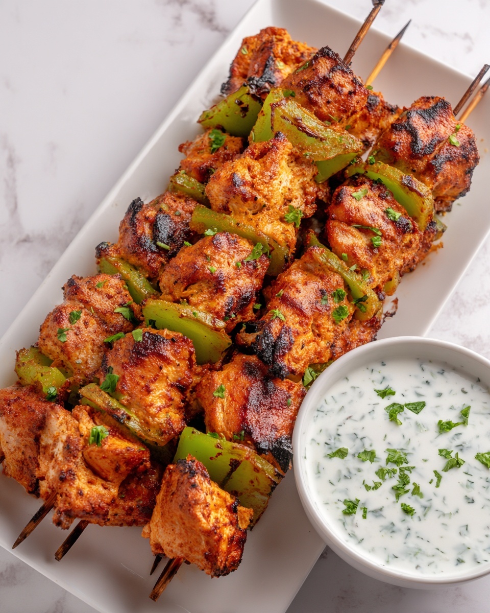 Spicy Honey JalapeƱo Chicken Skewers with Cilantro Lime Dip Recipe - Recipe Image