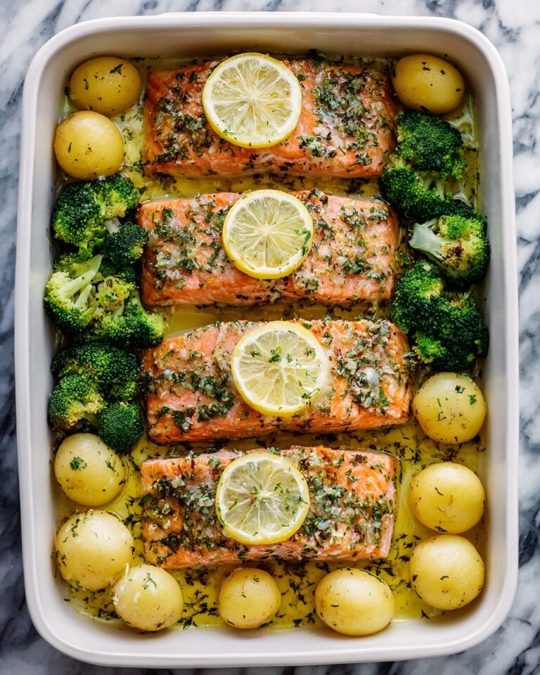 Lemon Butter Salmon with Roasted Potatoes & Broccoli Recipe